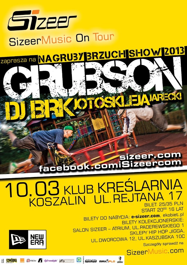 Czas otrząsnąć się z zimowego letargu! GrubSon i BRK, twórcy albumu &#8222;Gruby Brzuch&#8221;, ruszają w Polskę w ramach wiosennej trasy Sizeer Music on Tour. Artyści 10 marca odwiedzą Koszalin, a ich żywiołowy występ w klubie Kreślarnia będzie okazją do usłyszenia na żywo  tryskających humorem rymów i energetycznej muzyki.