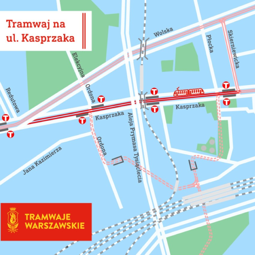 Tramwaje na ul. Kasprzaka. Nowa trasa na Woli w 2023 roku