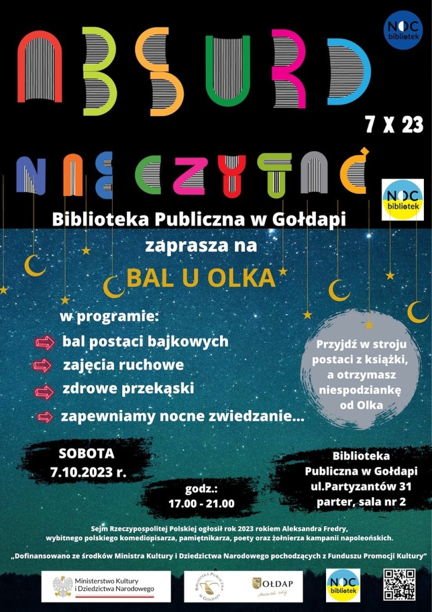 Biblioteka Publiczna w Gołdapi zaprasza na noc bibliotek