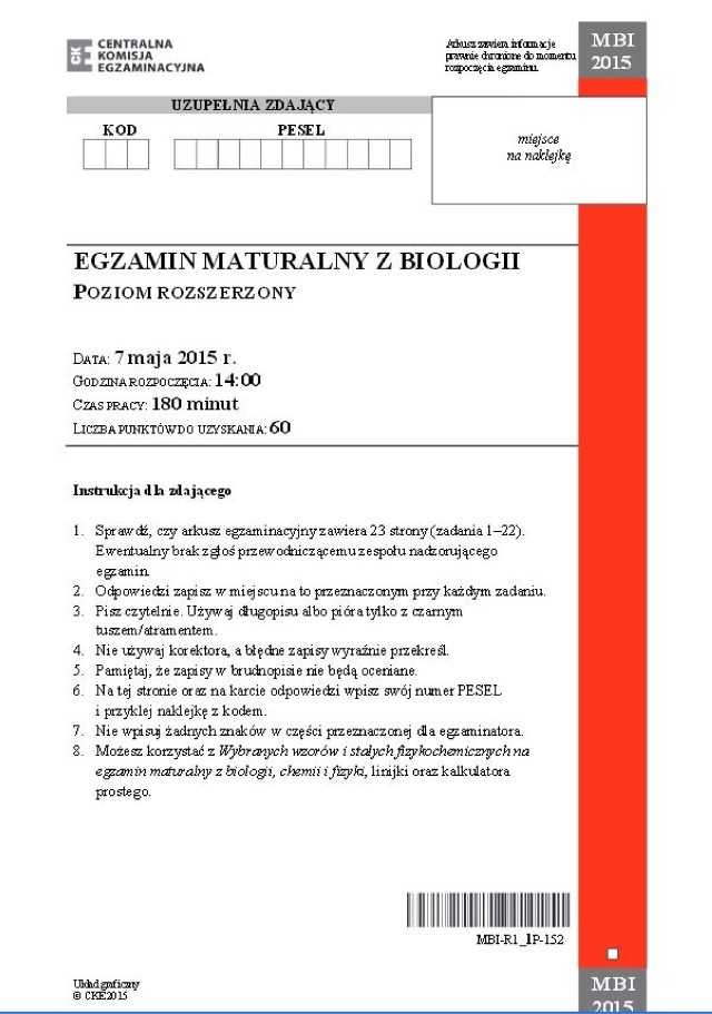 Matura BIOLOGIA 2015 już dziś! [ARKUSZE, odpowiedzi