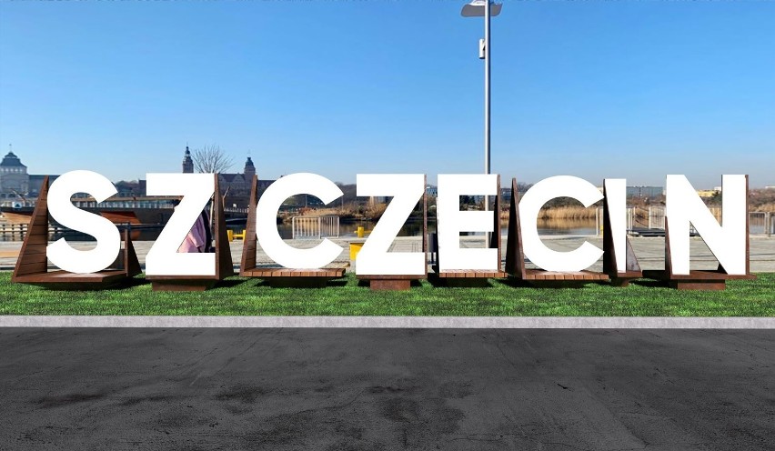 Napis #Szczecin na Łasztowni. Zobaczcie najnowszy projekt! Jak wrażenia?
