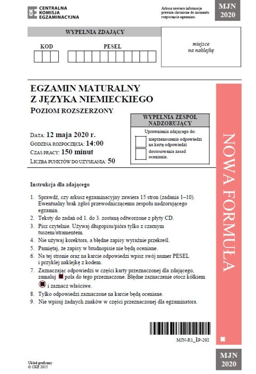 Matura 2020 j. niemiecki rozszerzenie. Odpowiedzi, arkusz CKE. Co było na egzaminie z j. niemieckiego na poziomie rozszerzonym 18.06.2020? 