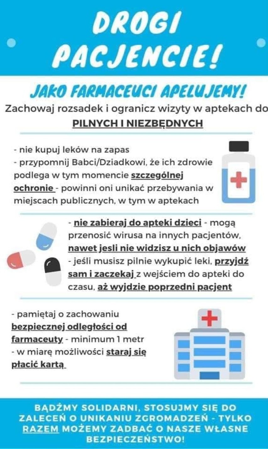 Koronawirus w powiecie puckim. Aptekarze z całej Polski jednym głosem: kupujcie tylko niezbędne leki. Kremy na zmarszczki mogą poczekać