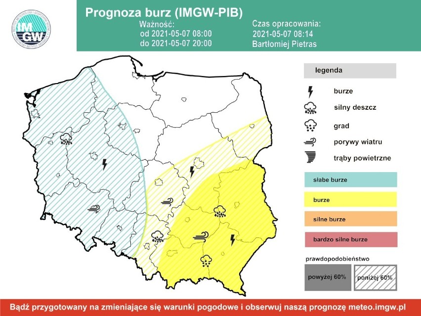 IMGW informuje, że burze mogą wystąpić dziś na znacznym...