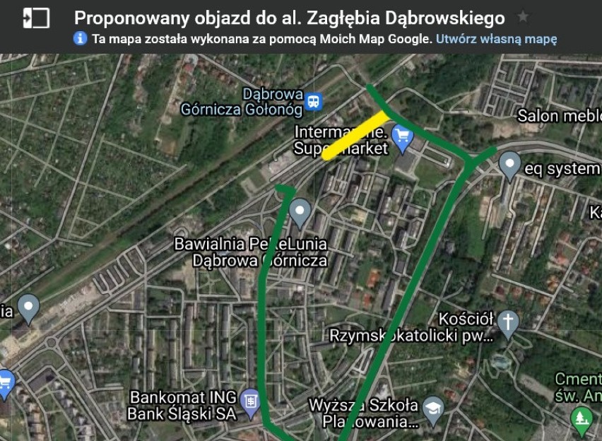 Zamknięta została część alei Zagłębia Dąbrowskiego w rejonie...