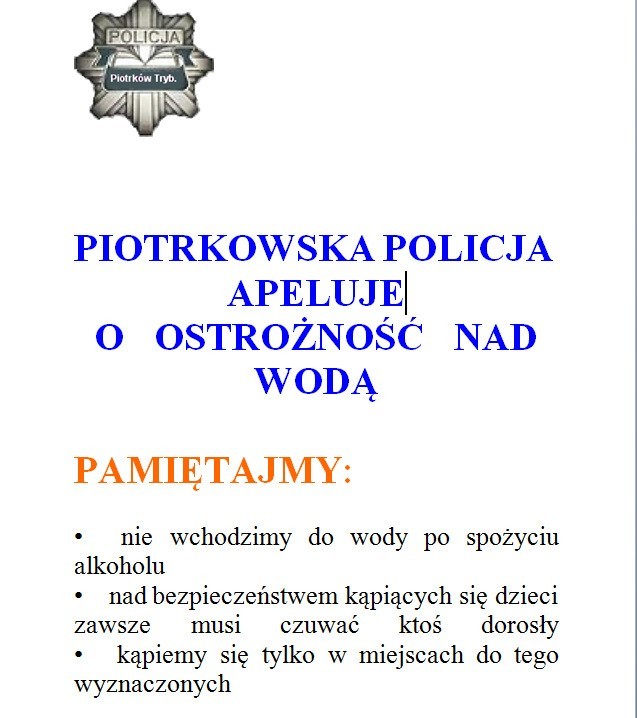 Kąpieliska w Piotrkowie i powiecie. Policja apeluje o rozsądek