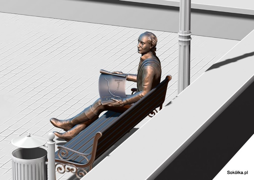 Antoni Tyzenhauz usiądzie nad zalewem sokólskim. Tam będzie miał swoją ławeczkę [WIZUALIZACJA] 