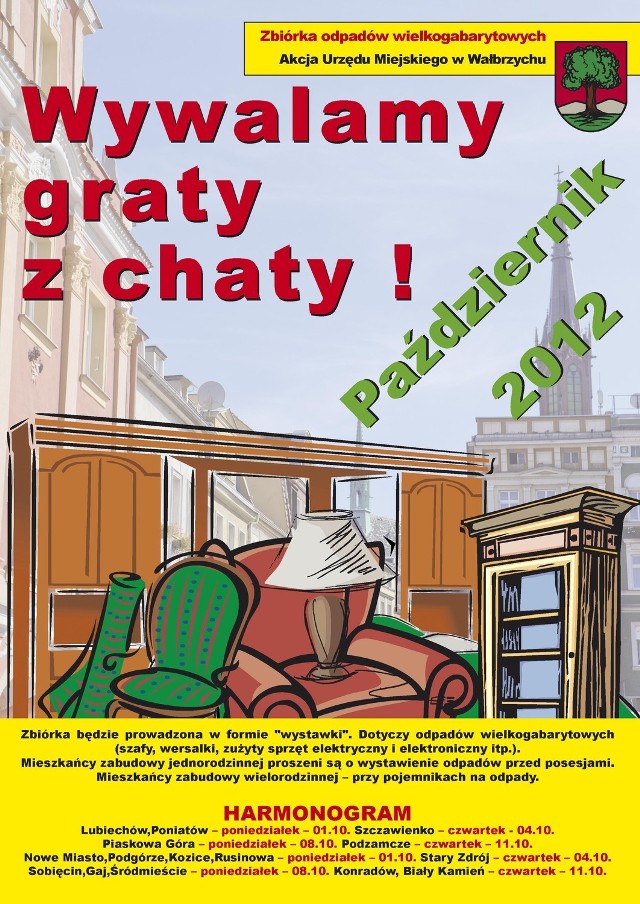 Mieszkańcy miasta będą mogli bezpłatnie pozbyć się zużytego sprzętu elektronicznego, elektrycznego, niepotrzebnych mebli, itp. Szczegółowe terminy na załączonym folderze.