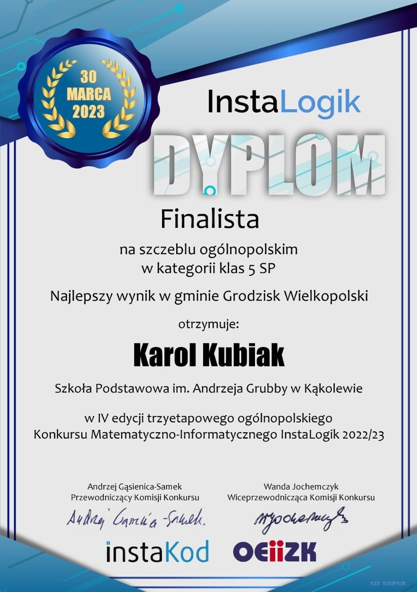 Karol Kubiak finalistą ogólnopolskiego konkursu matematyczno-informatycznego InstalLogik