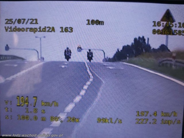 Dwaj piraci drogowi pędzili pod Tuszynem z zawrotną prędkością na motocyklach. Mieli na liczniku aż 194 km na godz., mimo że w tym miejscu mogli jechać z prędkością do 70 km na godz. Interweniowali policjanci.