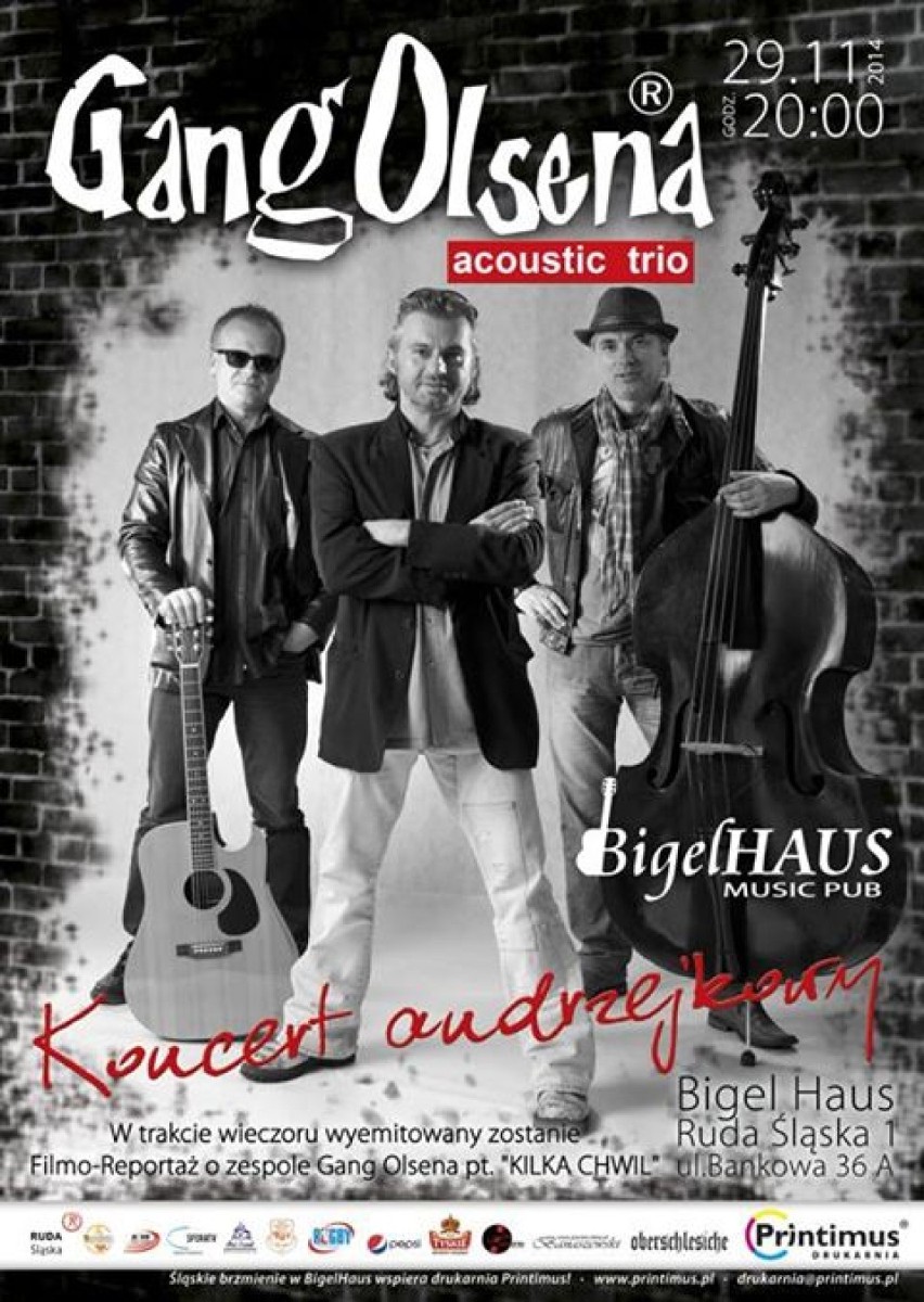 Gang Olsena Acoustic Trio zagra koncert andrzejkowy w pubie...
