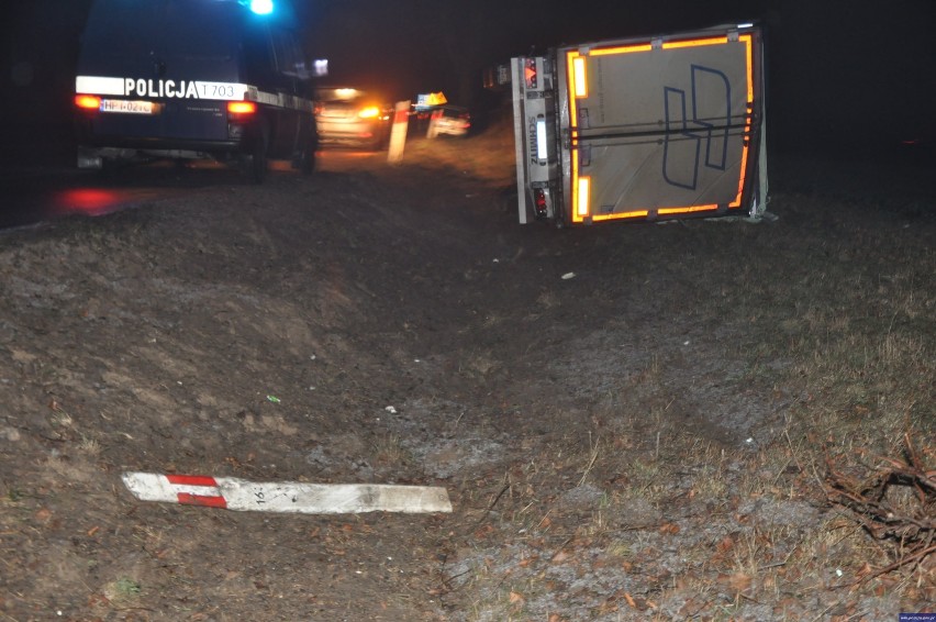 Wypadek w Górce. Przewrócił się tir