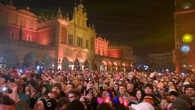 Sylwester 2015/16 na Rynku Głównym w Krakowie.