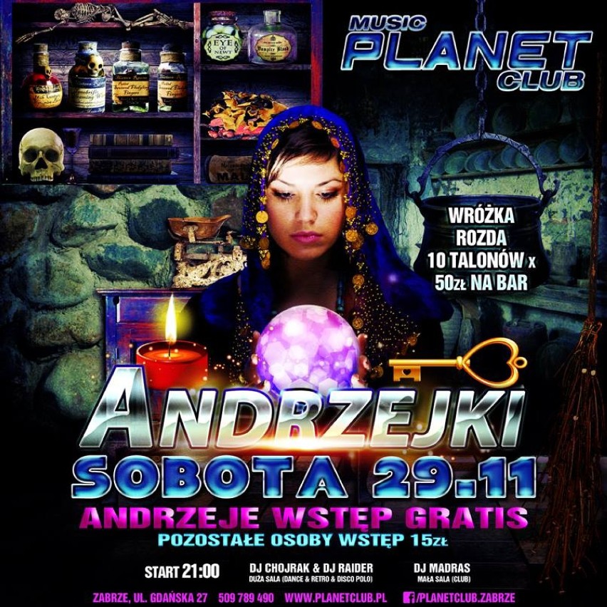 Również w sobotę Andrzejki organizuje Planet Club. Impreza...
