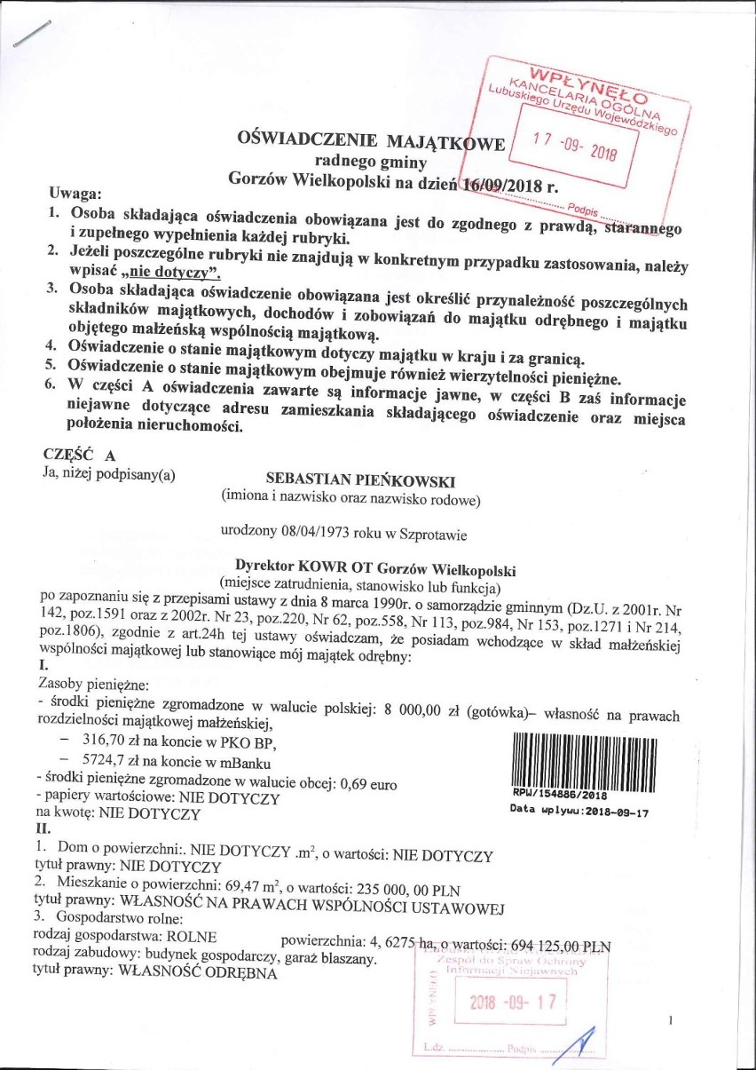 Domy, zarobki, majątki. Władze Gorzowa ujawniają majątki. Muszą to zrobić przed końcem kadencji