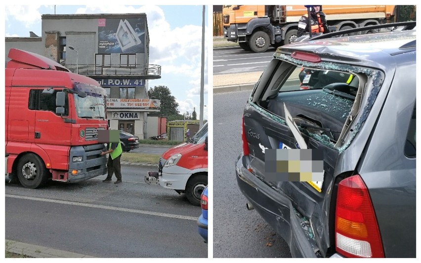 Wypadek na ulicy Okrzei we Włocławku. Samochód ciężarowy uderzył w tył osobówki [zdjęcia]