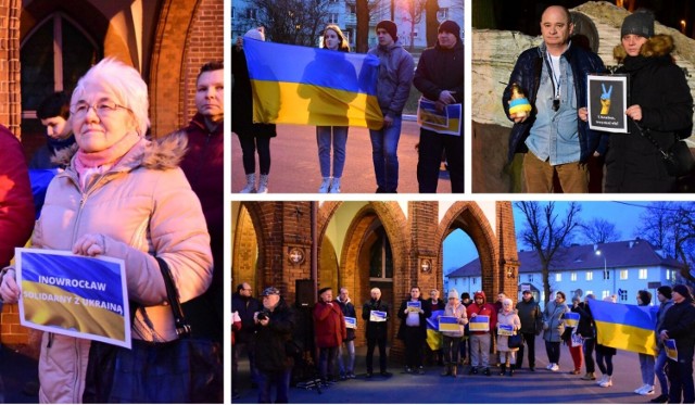 Kilkadziesiąt osób wzięło udział w manifestacjach, które w czwartek 24 lutego zorganizowano pod Urzędem Miasta w Inowrocławiu i Pod Pomnikiem Obrońców Inowrocławia