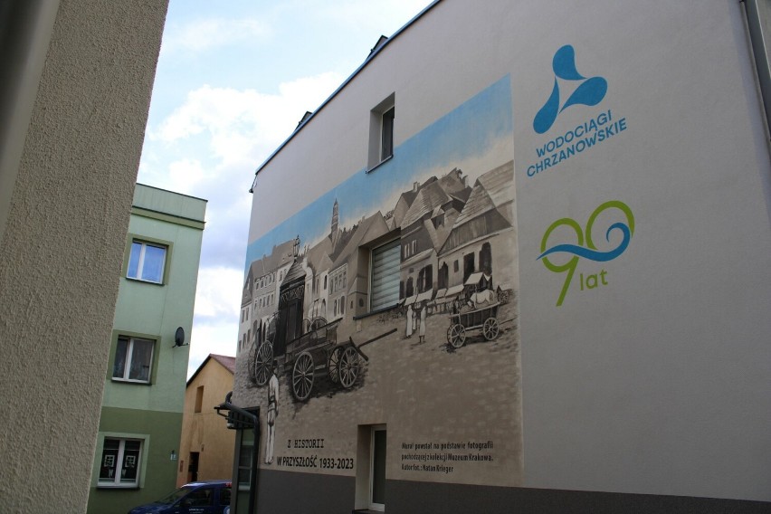 Okolicznościowy mural na budynku Wodociągów Chrzanowskich
