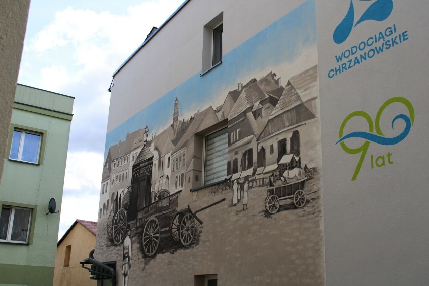 Okolicznościowy mural na budynku Wodociągów Chrzanowskich
