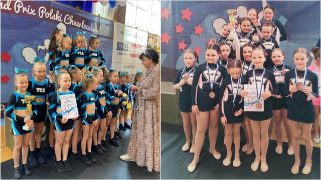Grand Prix Polski Cheerleaders w Tyczynie zakończyło się dla tancerek z Cheerleaders Academy All Stars ( na zdj. z prawej) i  Shiva Dance Studio (na zdj. z lewej) medalami