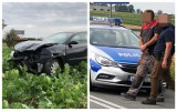 Wypadek na drodze Włocławek - Radziejów. Pijany kierowca uciekł i ukrył się w kukurydzy [zdjęcia]