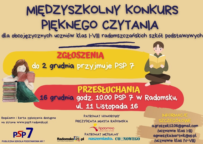 Radomsko. Konkurs pięknego czytania dla obcojęzycznych uczniów. Zaprasza PSP 7