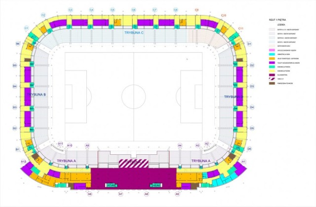 Stadion Pogoni w Szczecinie - rzut I piętra