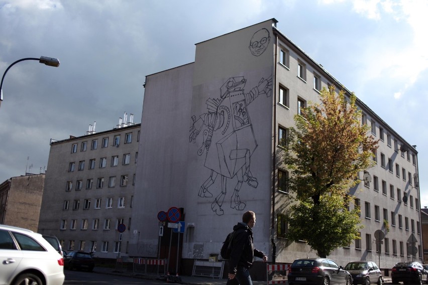 Kraków: &quot;Robot Lema&quot; - nowy mural przy ul. Józefińskiej [ZDJĘCIA]