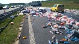 Autostrada A1: rozsypane butelki zablokowały ruch [ZOBACZ ZDJĘCIA]