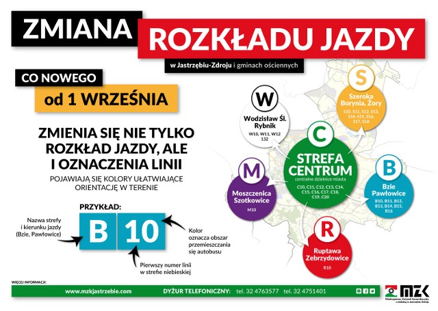 MZK Jastrzębie: od dzisiaj, 1 września, autobusy mają nowe oznaczenia, nowy rozkład