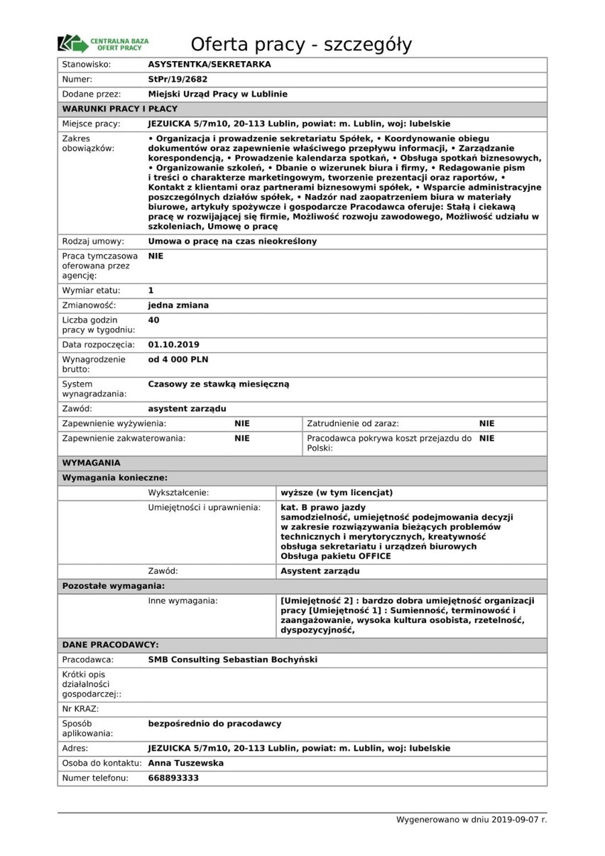 Oferty pracy w pow. lubelskim. Sprawdź najnowsze ogłoszenia (11 września 2019)