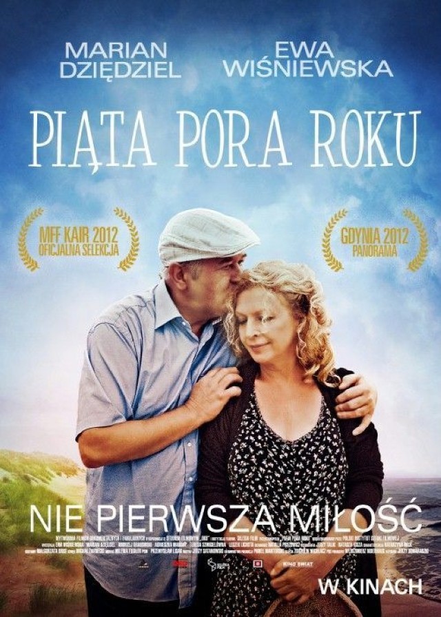 Marian Dziędziel i Ewa Wiśniewska na plakacie filmu &quot;Piąta pora roku&quot;.
