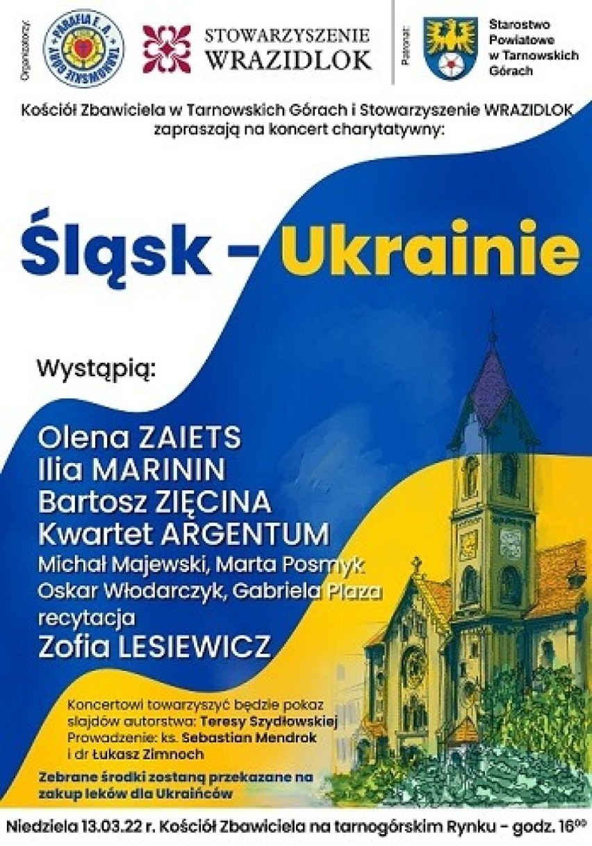 "Śląsk Ukrainie" - już w niedzielę w Tarnowskich Górach odbędzie się koncert charytatywny