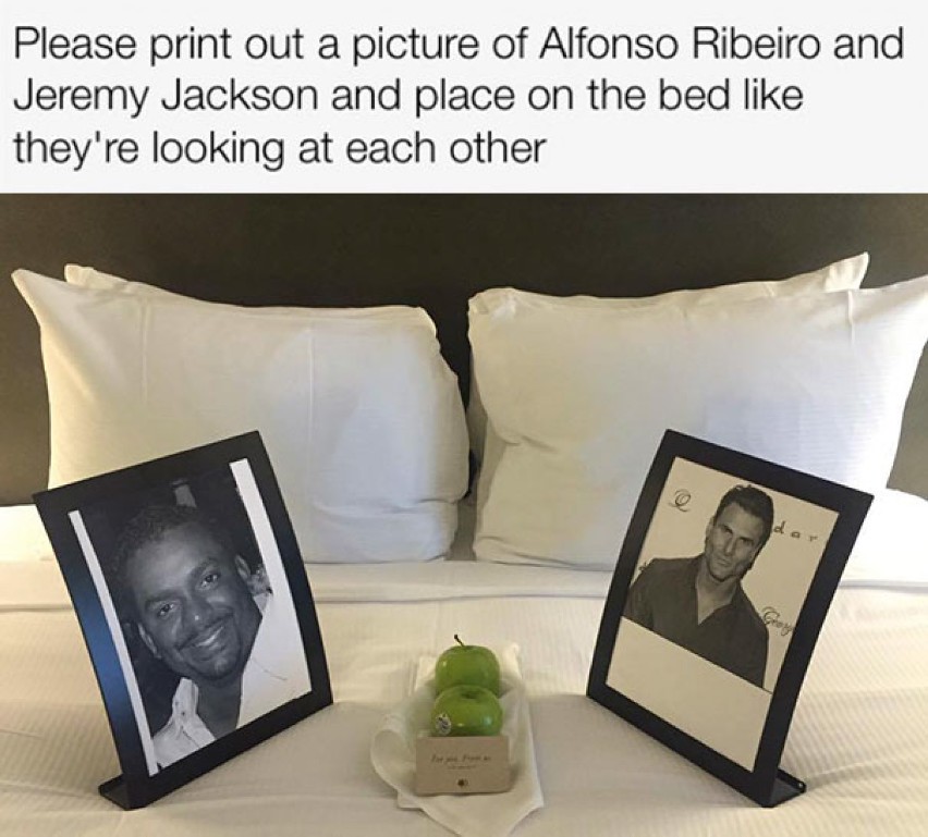"Proszę wydrukować zdjęcia Alfonso Ribeiro i Jeremiego...