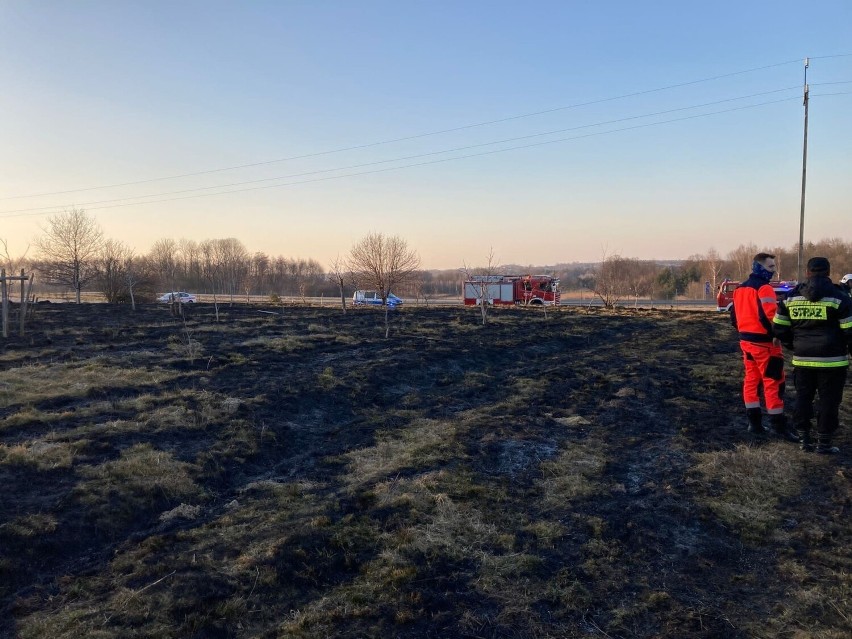 W marcu podczas gaszenia pożaru traw w gminie Lisia Góra,...