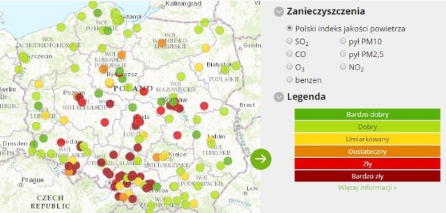 Najgorzej sytuacja wygląda na południu Polski. Jednak w naszym województwie również zanieczyszczenie powietrza jest wysokie.