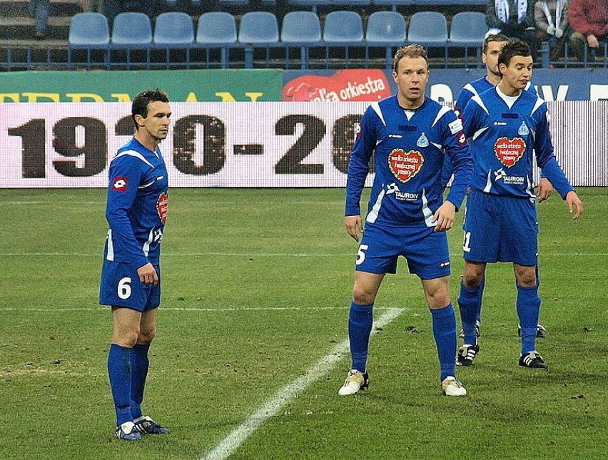 Zawodnicy Ruchu podczas spotkania z Jagiellonią 9.11.2009