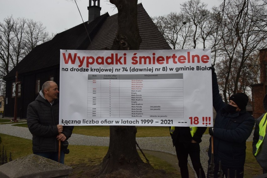 Pikieta na drodze krajowej 74 w Białej - 26 listopada 2021...