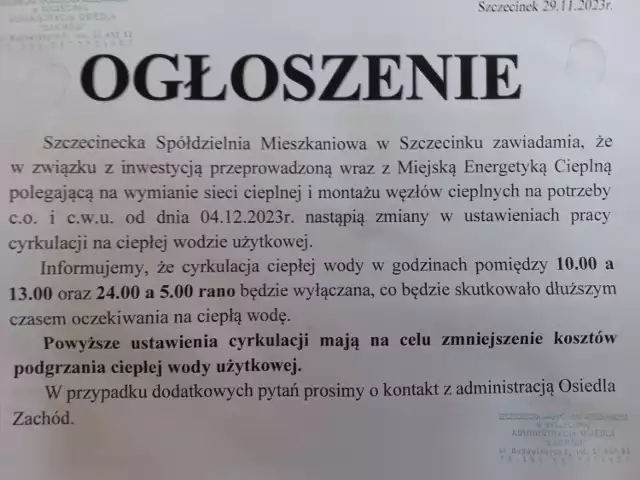 Takie ogłoszenia czytają mieszkańcy osiedla Zachód w Szczecinku