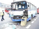 Wypadek w Nowym Mieście: zderzenie autobusu z ciężarówką [Zdjęcia]