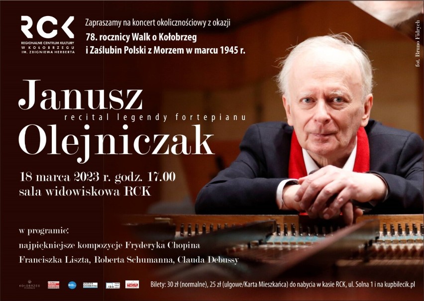 Janusz Olejniczak - wybitny pianista da koncert w rocznicę zdobycia Kołobrzegu