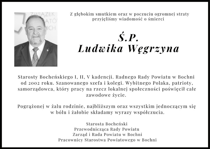 Ludwik Węgrzyn, były starosta bocheński (1953-2022)