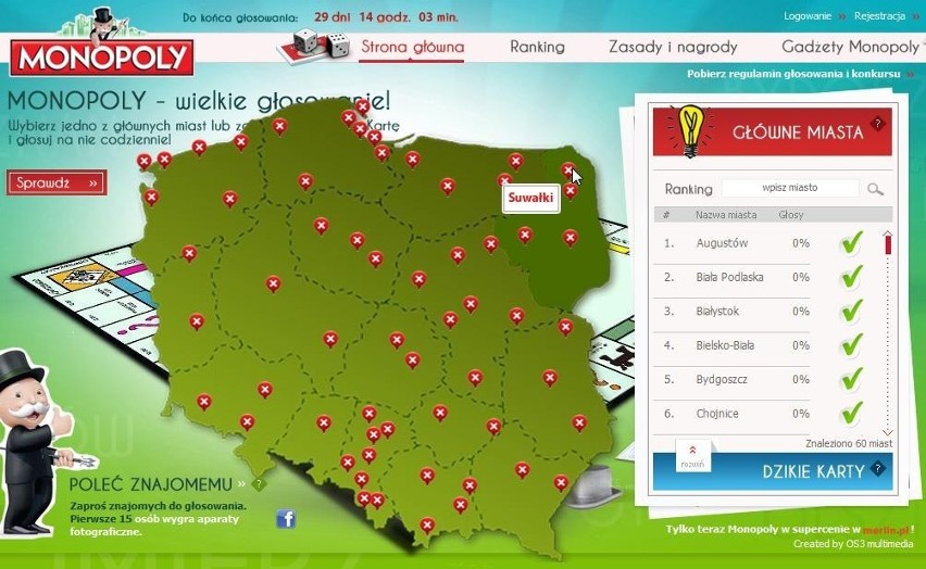 Białystok pierwszy w głosowaniu planszy gry Monopoly!