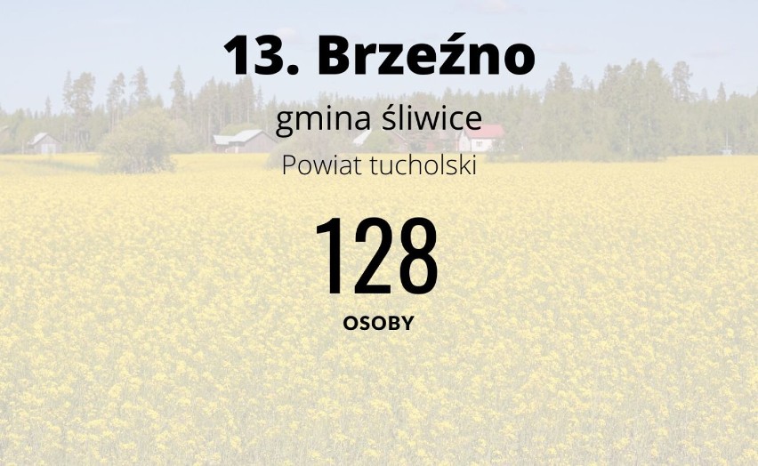 TOP 15 najmniejszych wsi w powiecie tucholskim. Tutaj mieszka najmniej osób