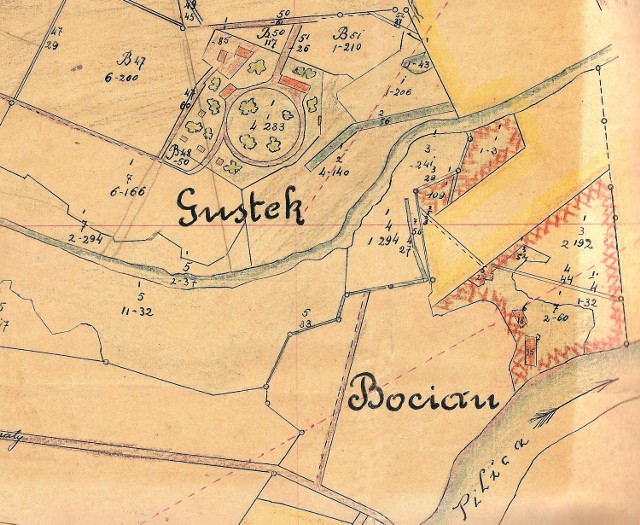 Letnisko Gustek na planie z początku XX wieku. Zbiory Andrzeja Kobalczyka