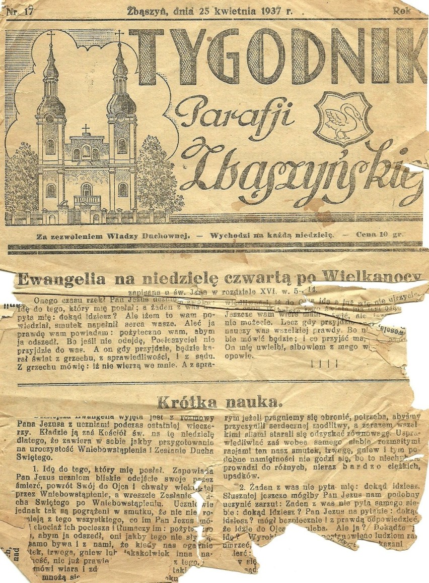 Stare gazety "Tygodnik Parafii Zbąszyńskiej".  Z kart historii