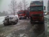Wypadek na DK 44 w Borowej Wsi. Seicento zderzyło się z ciężarówką. Jedna osoba nie żyje