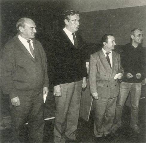 Grzegorz Rudny (drugi od prawej) w towarzystwie kolegów z KS Pilica - Jana Bawarskiego, Tadeusza Pawlaka i Tomasza Kurmana
