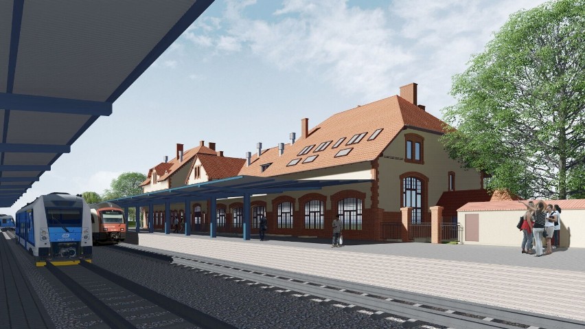 Wizualizacje dworca kolejowego w Szczecinku po renowacji