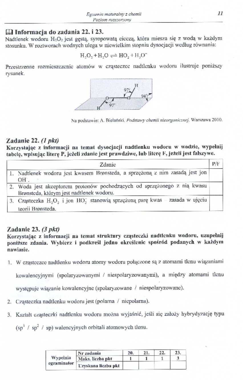 Matura 2014 z chemii - poziom podstawowy arkusze